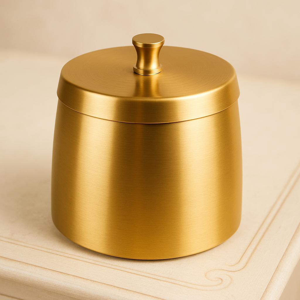 GERMANUS Windascher Aschenbecher für Draußen aus Edelstahl massiv 12 cm gold